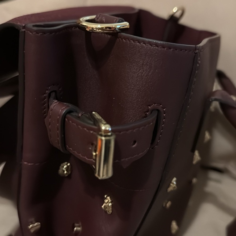 MULBERRY Calfskin Studded Medium Cara Delevingne Convertible Satchel in Oxblood - Picture 16 of 17
